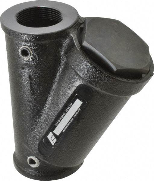Flow Ezy Filters - 1-1/2 NPT Thread, 238 Micron, 6" Outside Diam, 7-1/2" Long, Stainless Steel Wire Cloth Media, Filter Assembly - Epoxy Coated Cast Iron - Exact Tool & Supply