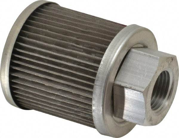 Flow Ezy Filters - 100 Mesh, 11 LPM, 3 GPM, 2.1" Diam, Female Suction Strainer without Bypass - 1/2 Port NPT, 2.7" Long - Exact Tool & Supply