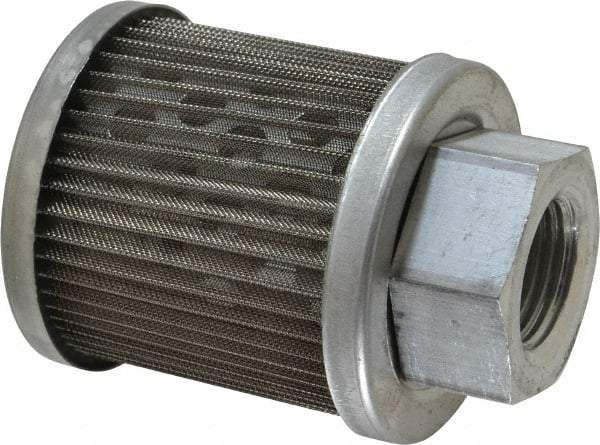 Flow Ezy Filters - 60 Mesh, 11 LPM, 3 GPM, 2.1" Diam, Female Suction Strainer without Bypass - 1/2 Port NPT, 2.7" Long - Exact Tool & Supply