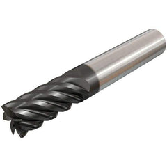 Iscar - 5/8", 1-1/4" LOC, 5/8" Shank Diam, 3-1/2" OAL, 6 Flute, Solid Carbide Square End Mill - Single End, TiAlN Finish, Spiral Flute, 45° Helix, Right Hand Cut, Right Hand Flute - Exact Tool & Supply
