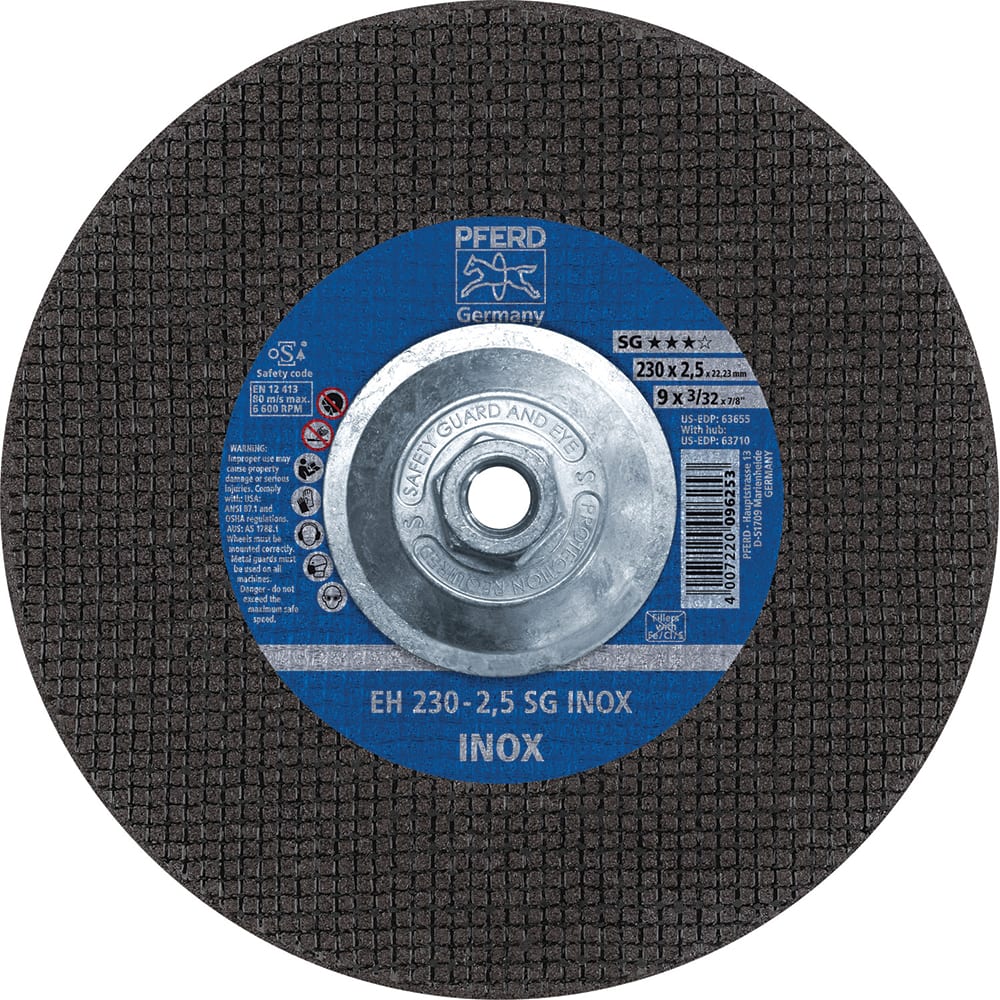 PFERD - Depressed-Center Wheels; Hole Thread Size: 5/8-11 ; Connector Type: Arbor ; Wheel Type Number: Type 27 ; Abrasive Material: Aluminum Oxide ; Maximum RPM: 6600.000 ; Grit: 46 - Exact Tool & Supply