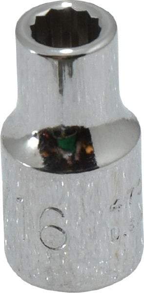 Proto - 3/16", 1/4" Drive, Standard Hand Socket - 12 Points, 7/8" OAL, Chrome Vanadium, Chrome Finish - Exact Tool & Supply