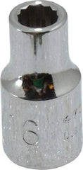 Proto - 3/16", 1/4" Drive, Standard Hand Socket - 12 Points, 7/8" OAL, Chrome Vanadium, Chrome Finish - Exact Tool & Supply