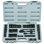 STANLEY® 1/4" & 3/8" Drive 69 Piece Fractional & Metric Black Chrome Laser Etched Socket Set - Exact Tool & Supply