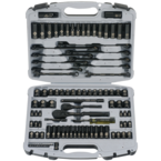 STANLEY® 1/4" & 3/8" Drive 99 Piece Fractional & Metric Black Chrome Laser Etched Socket Set - Exact Tool & Supply