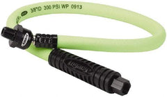 Legacy - 3/8" ID x 0.61" OD 2' Long Lead-In Whip Hose - FNPT x MNPT Ball Swivel Ends, 300 Working psi, 140°, 1/4" Fitting, Green - Exact Tool & Supply