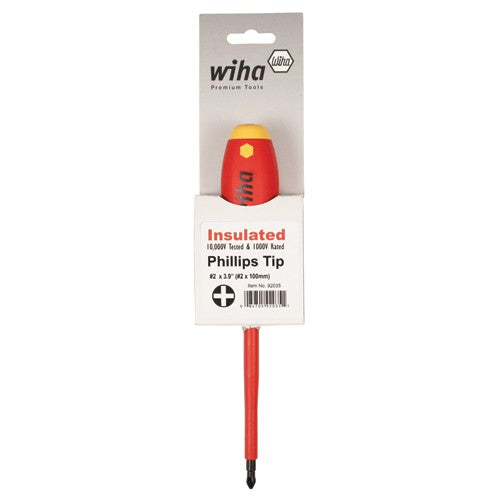 Insulated Cushion Grip Phillips Screwdriver #4 × 200 mm In Carded Hanger - Exact Tool & Supply