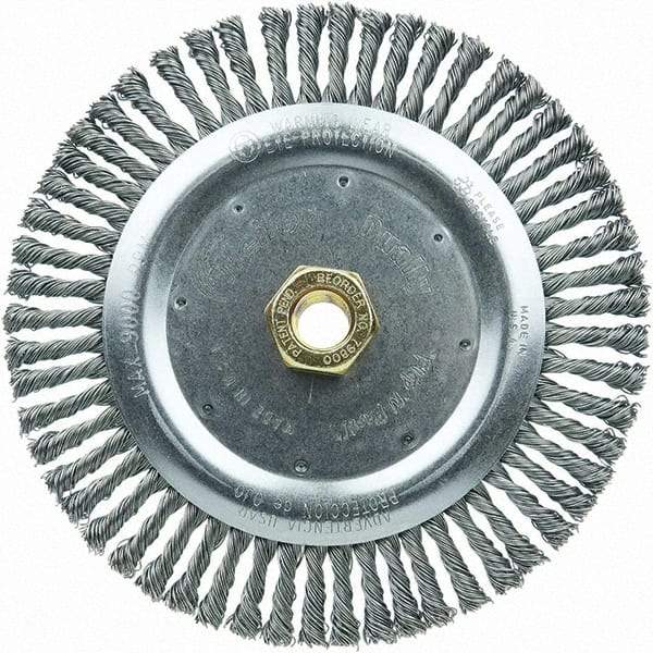 Weiler - 7" OD, 5/8-11 Arbor Hole, Stringer Bead Steel Wheel Brush - 3/16" Face Width, 7/8" Trim Length, 20,000 RPM - Exact Tool & Supply