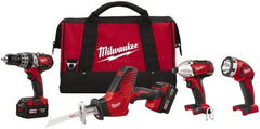 Milwaukee Tool - 18 Volt Cordless Tool Combination Kit - Includes 1/2" Hammer Drill, 1/4" Hex Impact Driver & One-Handed Hackzall Reciprocating Saw, Lithium-Ion Battery Included - Exact Tool & Supply