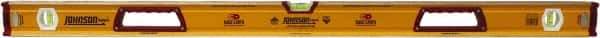 Johnson Level & Tool - Magnetic 48" Long 3 Vial Box Beam Level - Aluminum, Yellow, 2 Plumb & 1 Level Vials - Exact Tool & Supply