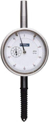Fowler - 1" Range, 0-100 Dial Reading, 0.001" Graduation Dial Drop Indicator - 2-1/4" Dial, 0.1" Range per Revolution, 0.001" Accuracy, Revolution Counter - Exact Tool & Supply