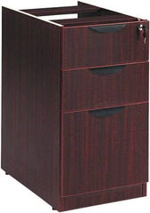ALERA - 15-5/8" Wide x 28-1/2" High x 28-1/2" Deep, 3 Drawer Full Pedestal - Woodgrain Laminate, Mahogany - Exact Tool & Supply