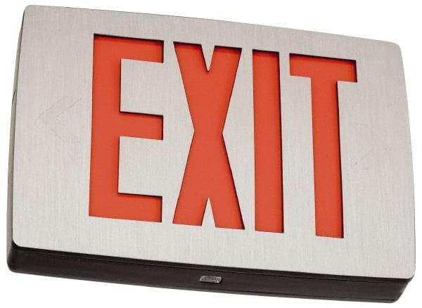 Lithonia Lighting - 1 Face, 1 Watt, Black, Aluminum, LED, Illuminated Exit Sign - 120/277 VAC, Nickel Cadmium, Universal Mounted, 11-3/4 Inch Long x 2 Inch Wide x 8-1/4 Inch High - Exact Tool & Supply