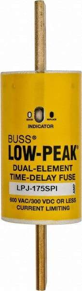 Cooper Bussmann - 300 VDC, 600 VAC, 175 Amp, Time Delay General Purpose Fuse - Bolt-on Mount, 5-3/4" OAL, 100 at DC, 300 at AC (RMS) kA Rating, 1-7/64" Diam - Exact Tool & Supply