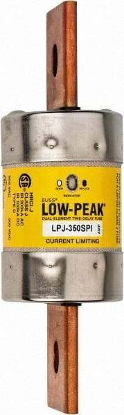 Cooper Bussmann - 300 VDC, 600 VAC, 350 Amp, Time Delay General Purpose Fuse - Bolt-on Mount, 7-1/8" OAL, 100 at DC, 300 at AC (RMS) kA Rating, 2" Diam - Exact Tool & Supply