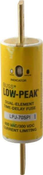 Cooper Bussmann - 300 VDC, 600 VAC, 70 Amp, Time Delay General Purpose Fuse - Bolt-on Mount, 4-5/8" OAL, 100 at DC, 300 at AC (RMS) kA Rating, 1-1/8" Diam - Exact Tool & Supply