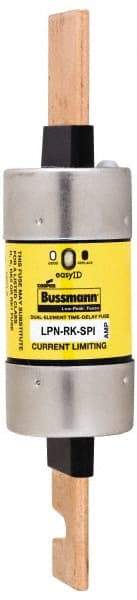 Cooper Bussmann - 250 VAC/VDC, 150 Amp, Time Delay General Purpose Fuse - Bolt-on Mount, 7-1/8" OAL, 100 at DC, 300 at AC (RMS) kA Rating, 1-19/32" Diam - Exact Tool & Supply