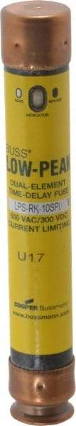 Cooper Bussmann - 300 VDC, 600 VAC, 10 Amp, Time Delay General Purpose Fuse - Fuse Holder Mount, 127mm OAL, 100 at DC, 300 at AC (RMS) kA Rating, 13/16" Diam - Exact Tool & Supply