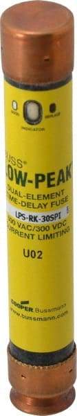 Cooper Bussmann - 300 VDC, 600 VAC, 30 Amp, Time Delay General Purpose Fuse - Fuse Holder Mount, 127mm OAL, 100 at DC, 300 at AC (RMS) kA Rating, 13/16" Diam - Exact Tool & Supply
