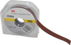 3M - 1" x 12 Yd 80 Grit Aluminum Oxide Cloth Roll - Medium Grade, J Weighted Backing - Exact Tool & Supply