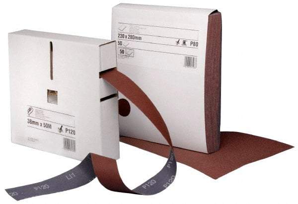 3M - 1" x 8 Yd 60 Grit Aluminum Oxide Cloth Roll - Medium Grade, X Weighted Backing - Exact Tool & Supply