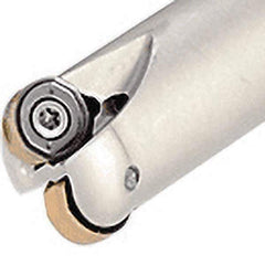 Iscar - 20mm Cut Diam, 7.5mm Max Depth of Cut, 20mm Shank Diam, 160mm OAL, Indexable Copy End Mill - 2 Inserts, H400 RNHU 1004 Insert, Cylindrical Shank, Through Coolant - Exact Tool & Supply