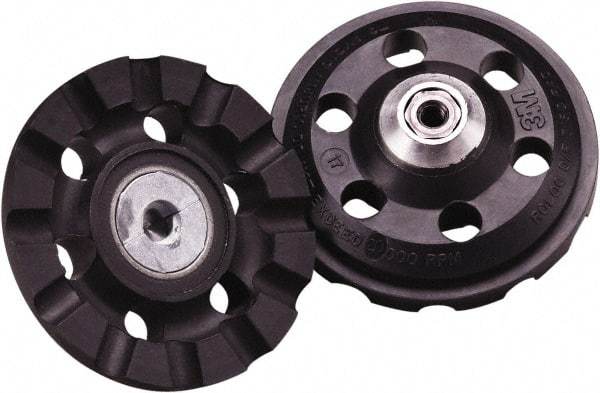 3M - 3" Diam Disc Backing Pad - 1/4" Shank Diam, Medium Density, 12,000 RPM, Roloc TR Compatible - Exact Tool & Supply