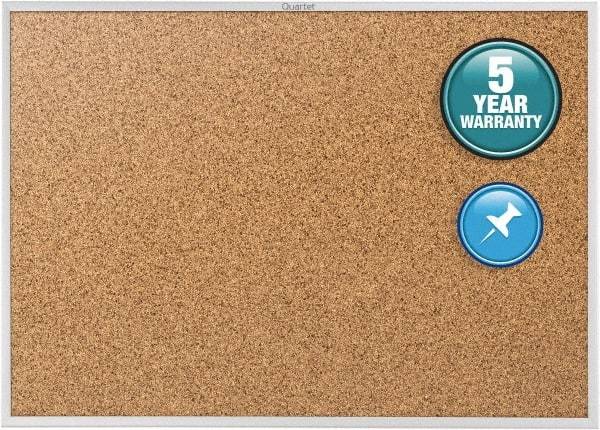 Quartet - 24" Wide x 18" High Open Cork Bulletin Board - Natural (Color) - Exact Tool & Supply