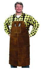 24" x 36" Leather Bib Apron - Split Cowhide - Brown - Exact Tool & Supply