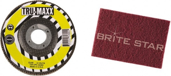 Tru-Maxx - Pack of (30) 4-1/2" 80 Grit 7/8" Center Hole Type 29 Zirconia Alumina Flap Discs - Exact Tool & Supply