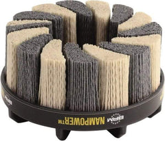 Brush Research Mfg. - 4" 80 Grit Ceramic/Silicon Carbide Tapered Disc Brush - Coarse Grade, CNC Adapter Connector, 0.71" Trim Length, 7/8" Arbor Hole - Exact Tool & Supply