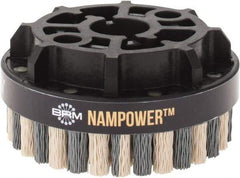 Brush Research Mfg. - 4" 320 Grit Ceramic/Silicon Carbide Tapered Disc Brush - Fine Grade, CNC Adapter Connector, 0.71" Trim Length, 7/8" Arbor Hole - Exact Tool & Supply