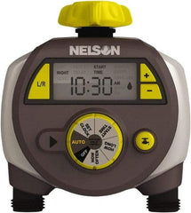 Nelson - Electronic Lawn Sprinkler Timer - 2 Watering Modes, 2 Outlets, 3/4-18 National Hose Thread - Exact Tool & Supply