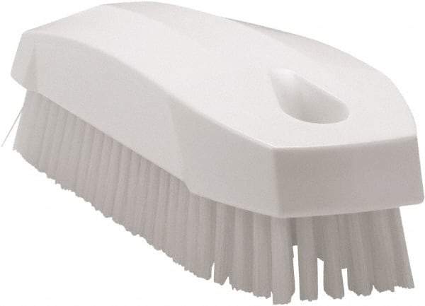 Vikan - 0.7" Bristle Length, Polyester Scrub Brush - 1-1/2" Wide Head, 4-1/2" OAL, White, Polypropylene Block - Exact Tool & Supply