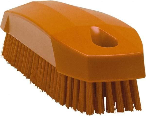 Vikan - 0.7" Bristle Length, Polyester Scrub Brush - 1-1/2" Wide Head, 4-1/2" OAL, Orange, Polypropylene Block - Exact Tool & Supply