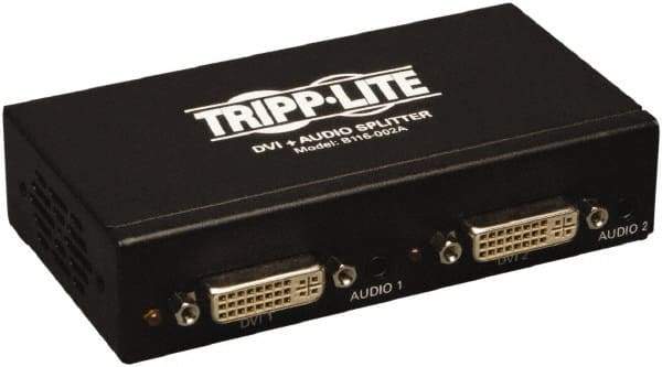 Tripp-Lite - DVI Splitter with Audio and Signal Booster - DVI Connector, Black, Use with Monitors - Exact Tool & Supply