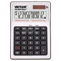 Victor - Calculators; Type: Desktop Calculator ; Type of Power: Solar/Battery ; Display Type: 12-Digit LCD ; Color: Black; White ; Display Size: 17mm ; Width (Decimal Inch): 4.3000 - Exact Tool & Supply