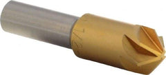 M.A. Ford - 1/2" Head Diam, 3/8" Shank Diam, 6 Flute 100° High Speed Steel Countersink - TiN Finish, 2" OAL - Exact Tool & Supply