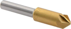 M.A. Ford - 3/8" Head Diam, 1/4" Shank Diam, 6 Flute 90° High Speed Steel Countersink - TiN Finish, 2" OAL - Exact Tool & Supply
