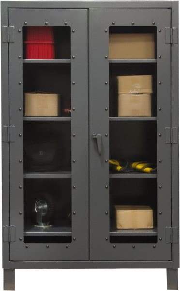 Durham - 3 Shelf Visible Storage Cabinet - Steel, 48" Wide x 24" Deep x 66" High, Gray - Exact Tool & Supply