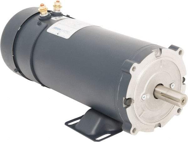 Leeson - 2 Max hp, 1,800 Max RPM, DC Electric AC DC Motor - 70 V Input, SS56CZ Frame, C-Face with Base Mount, TEFC Enclosure - Exact Tool & Supply