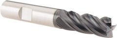 SGS - 1/2", 1-1/4" LOC, 1/2" Shank Diam, 3-1/4" OAL, 4 Flute, Solid Carbide Square End Mill - Single End, AlTiN Finish, Spiral Flute, Variable° Helix, Centercutting, Right Hand Cut, Right Hand Flute, Series Z1 - Exact Tool & Supply