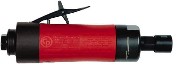 Chicago Pneumatic - 1/4" Collet, Straight Handle, Air Angle Die Grinder - 20,000 RPM, Rear Exhaust, 27.5 CFM, 0.7 hp, 90 psi, 6.35mm Inlet - Exact Tool & Supply