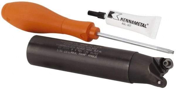 Kennametal - 1-1/4" Cutting Diam, 1-1/4" Shank Diam, 1-1/4" Max Depth of Cut, Straight Shank Indexable Copy End Mill - 2 Inserts, RP.T 43.. Insert, KSRM Toolholder, Through Coolant - Exact Tool & Supply