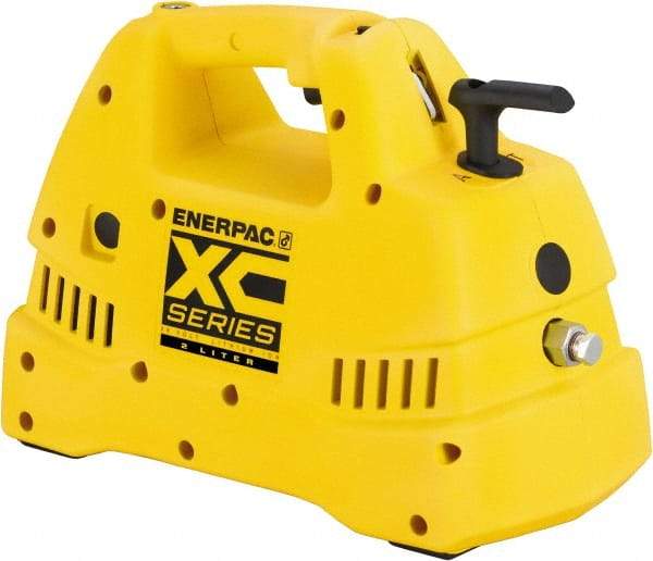 Enerpac - 10,000 psi Electric Hydraulic Pump & Jack - 2 L Oil Capacity, 3-Way, 2 Position Valve, Used with Single Acting, Advance, Hold & Retract - Exact Tool & Supply