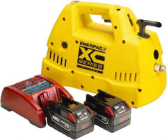 Enerpac - 10,000 psi Electric Hydraulic Pump & Jack - 2 L Oil Capacity, 4-Way, 3 Position Valve, Use with Double Acting Cylinders, Advance, Hold & Retract - Exact Tool & Supply
