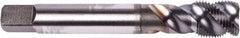 Union Butterfield - M8x1.00 Metric Fine 3 Flute 6H Modified Bottoming Spiral Flute Tap - Powdered Metal, TiCN Finish, 90mm OAL, Right Hand Flute, Right Hand Thread, Series 1677AP - Exact Tool & Supply