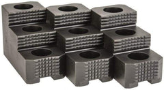 H & R Manufacturing - 15" Max Chuck Diam Compatibility, Case Hardened Steel 1.5mm x 60° Serrated Hard Lathe Top Jaws - 2 Steps, 0.866" Groove Width, 2-1/2" Wide x 5-1/2" Long x 3-15/32" High - Exact Tool & Supply