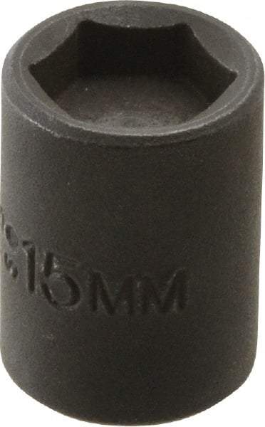 Proto - 3/8" Drive 15mm Standard Magnetic Impact Socket - 6 Points, 1-3/16" OAL - Exact Tool & Supply