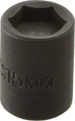 Proto - 3/8" Drive 15mm Standard Magnetic Impact Socket - 6 Points, 1-3/16" OAL - Exact Tool & Supply